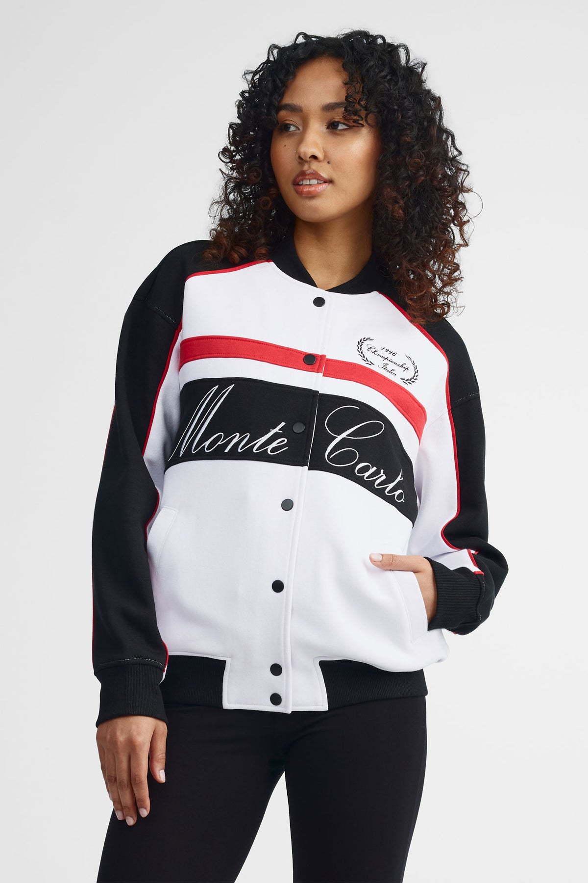 Veste bomber surdimensionnée course - Femme && BLANC MULTI