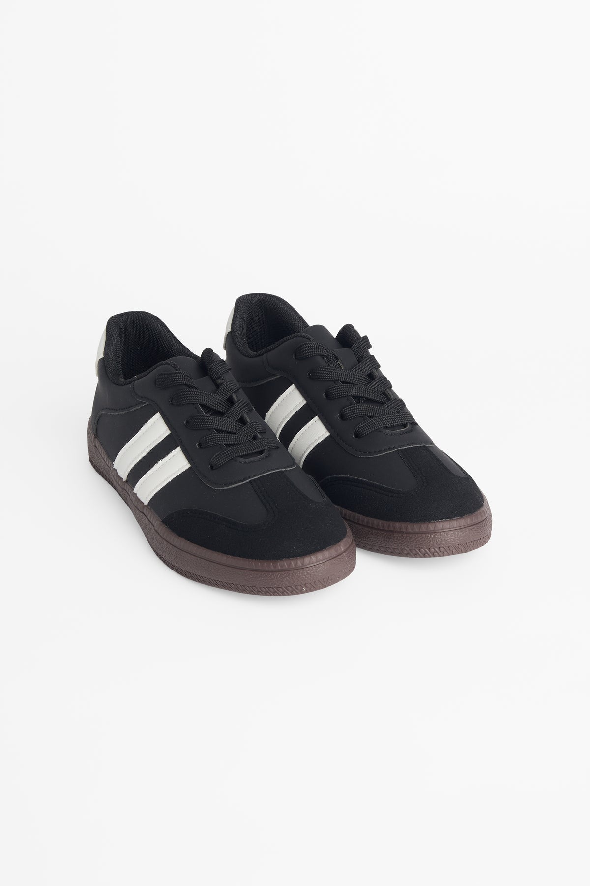 Soulier en suède lacé avec semelle en caoutchouc && NOIR