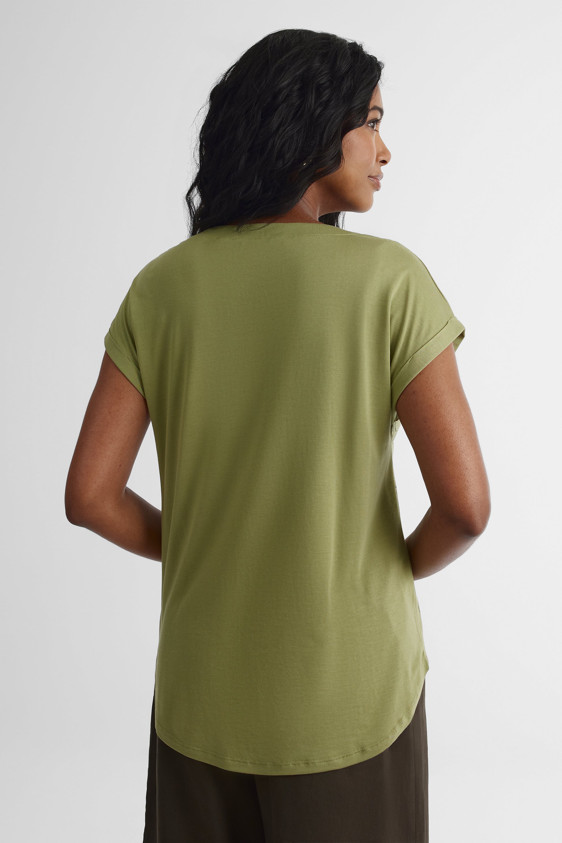 T-shirt col rond imprimé - Femme && VERT