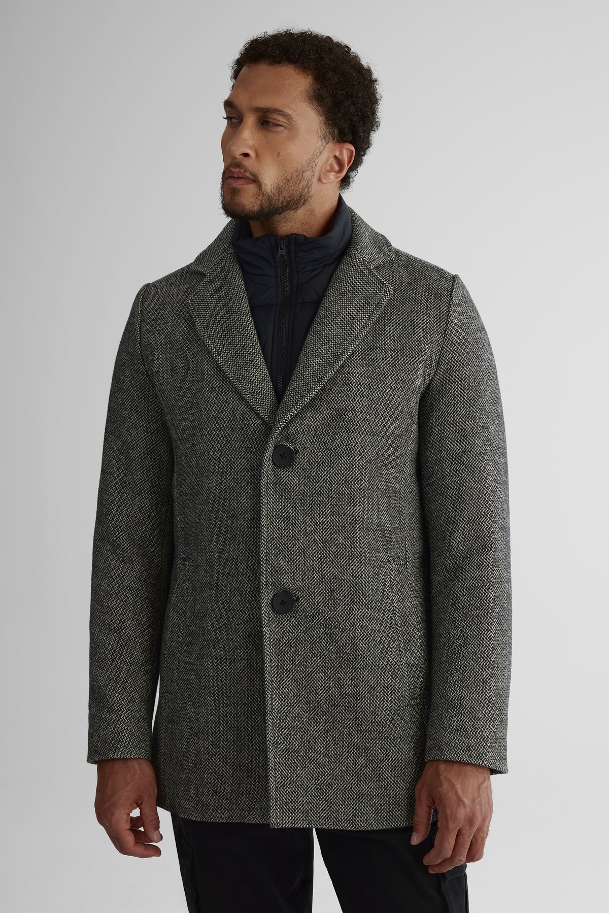 Manteau de ville en mélange de laine - Homme && GRIS MIXTE