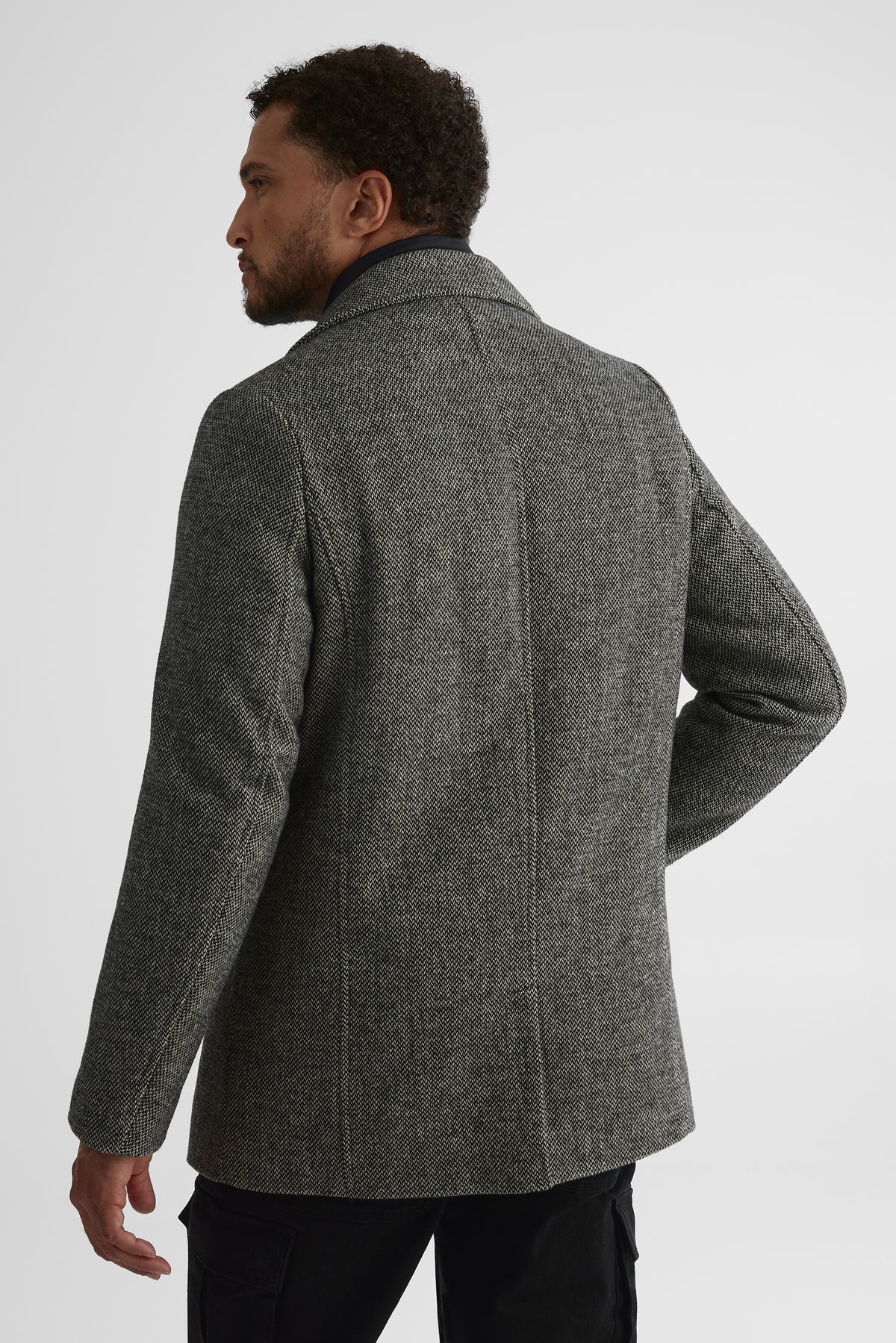 Manteau de ville en mélange de laine - Homme && GRIS MIXTE