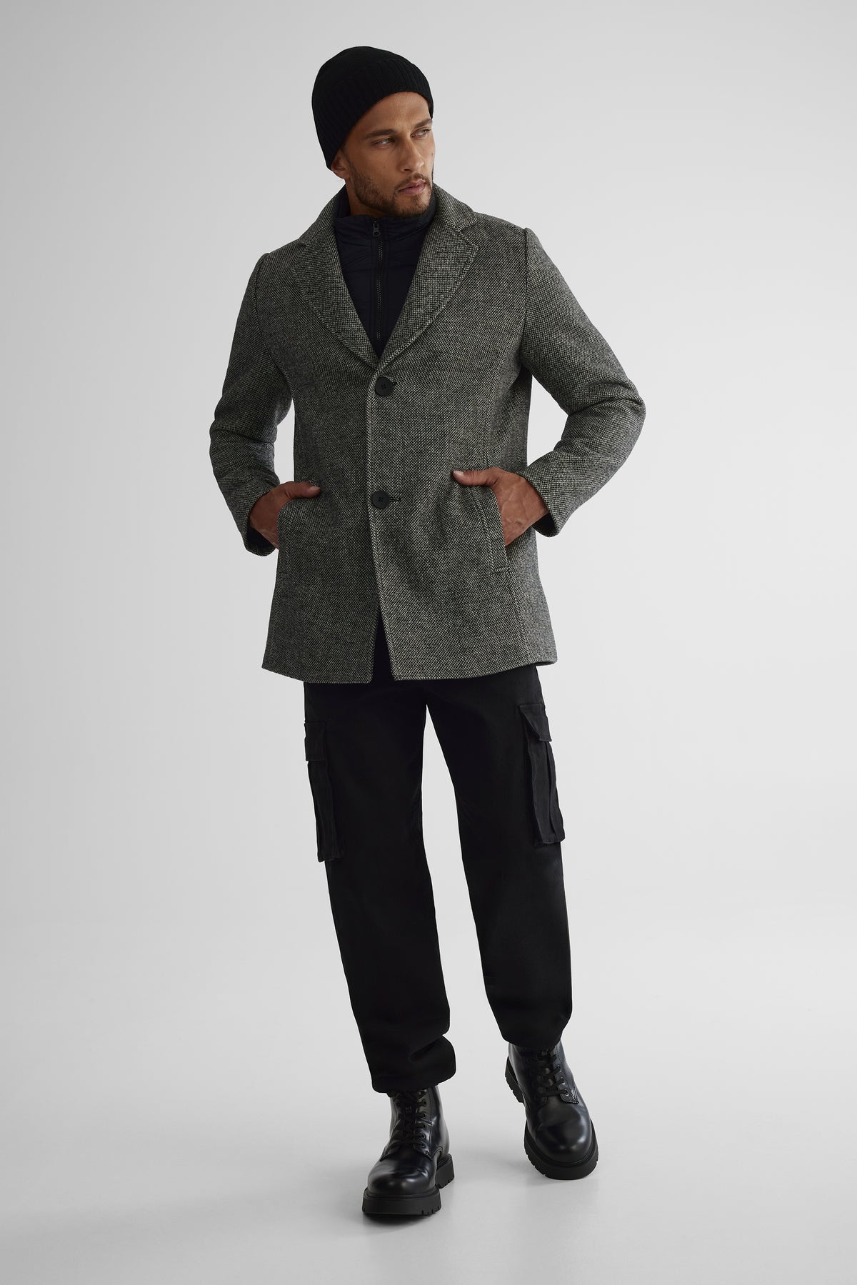 Manteau de ville en mélange de laine - Homme && GRIS MIXTE