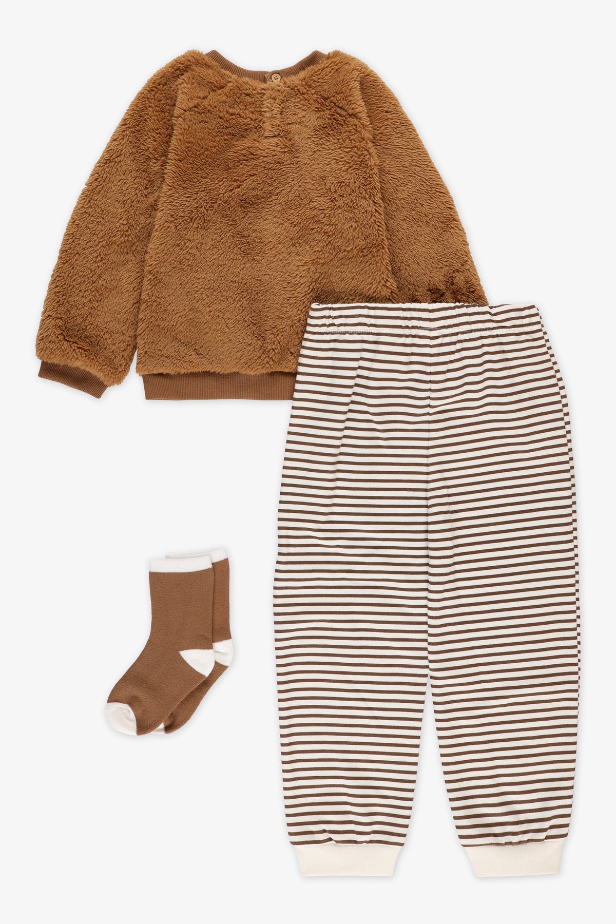 Ensemble trois pièces molleton - Bébé garçon && BRUN